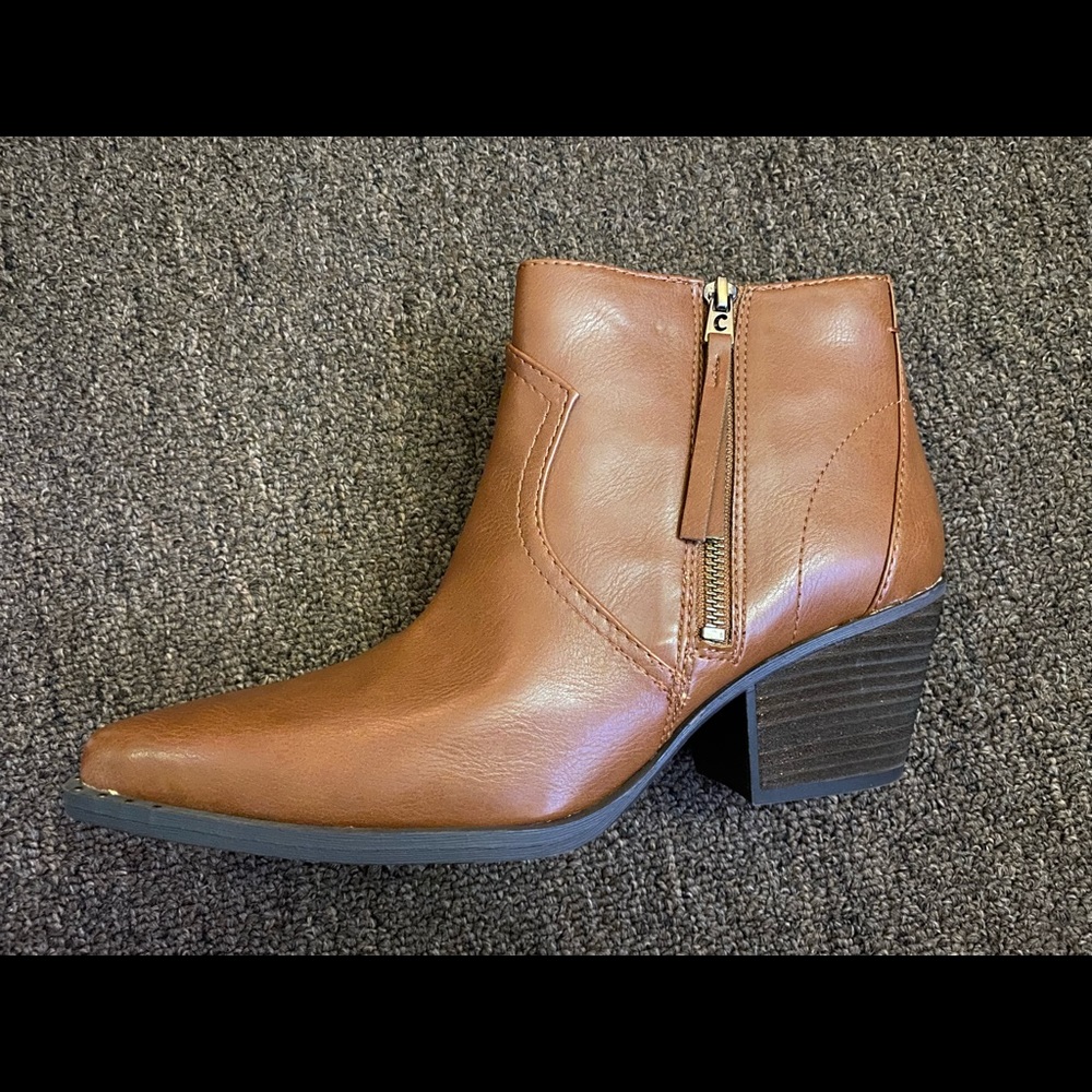 Brown leather booties